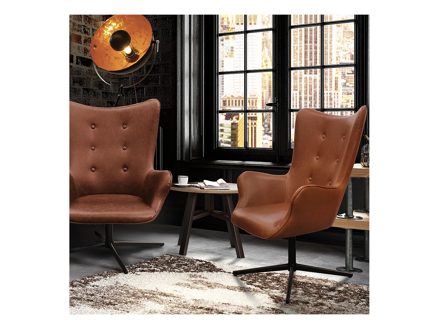 Fauteuil Helsinki Pu Marron Marron