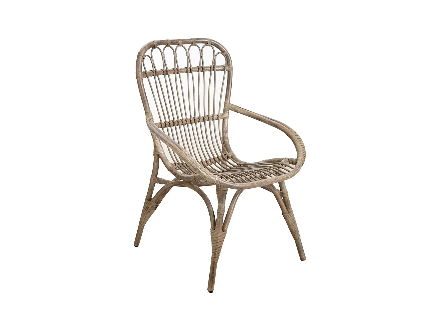 Fauteuil en rotin gris Maéva