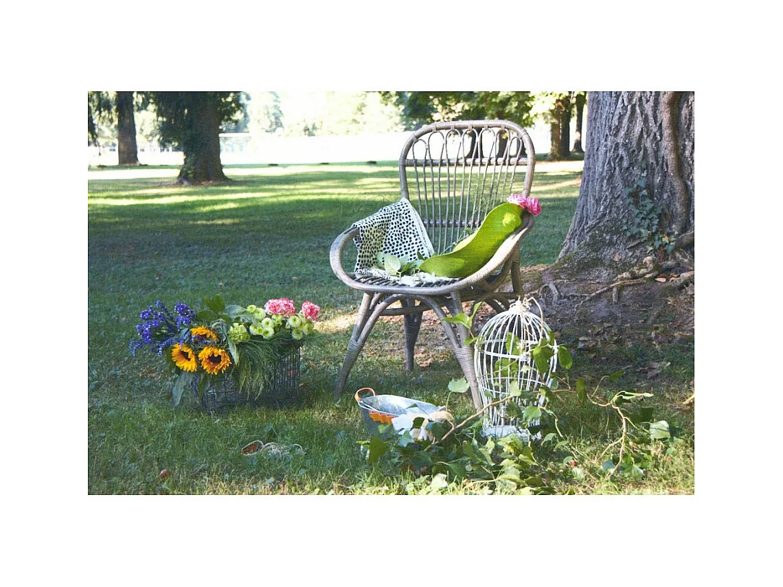 Fauteuil en rotin gris Maéva