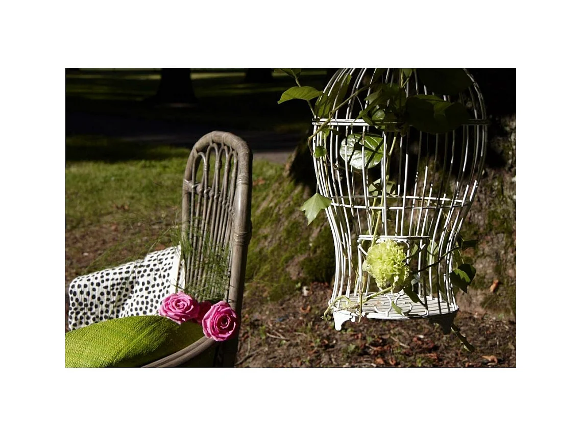 Fauteuil en rotin gris Maéva