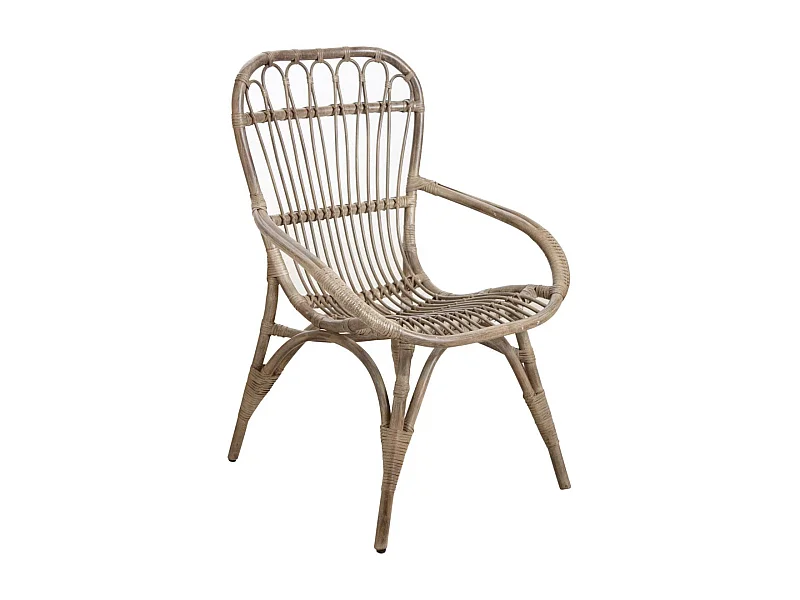 Fauteuil en rotin gris Maéva