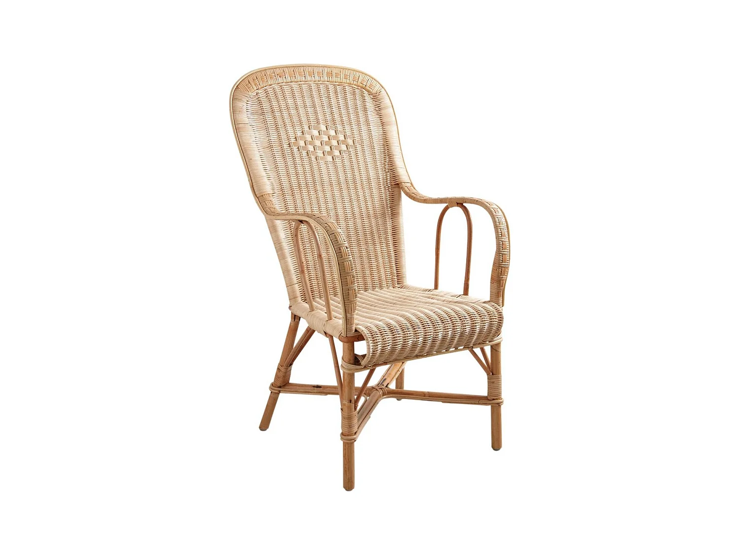 Fauteuil rotin dossier haut naturel