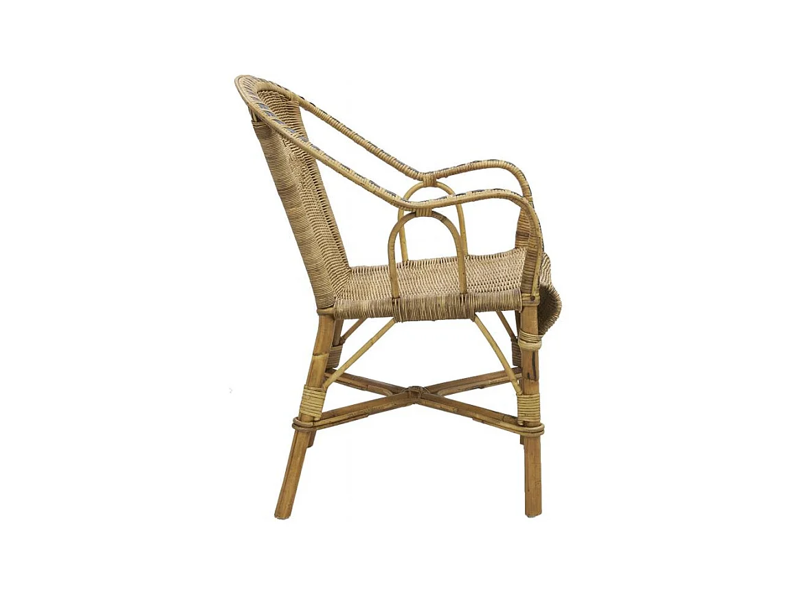 Fauteuil rotin dossier haut naturel