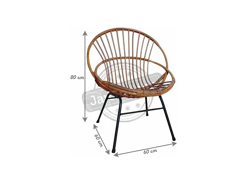 Fauteuil en rotin laqué et métal