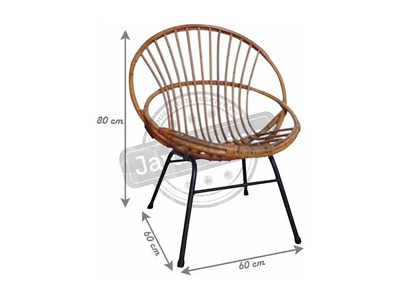 Fauteuil en rotin laqué et métal