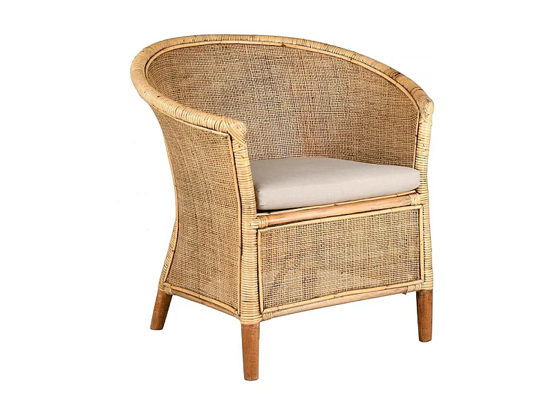 Fauteuil en poelet et cannage rotin