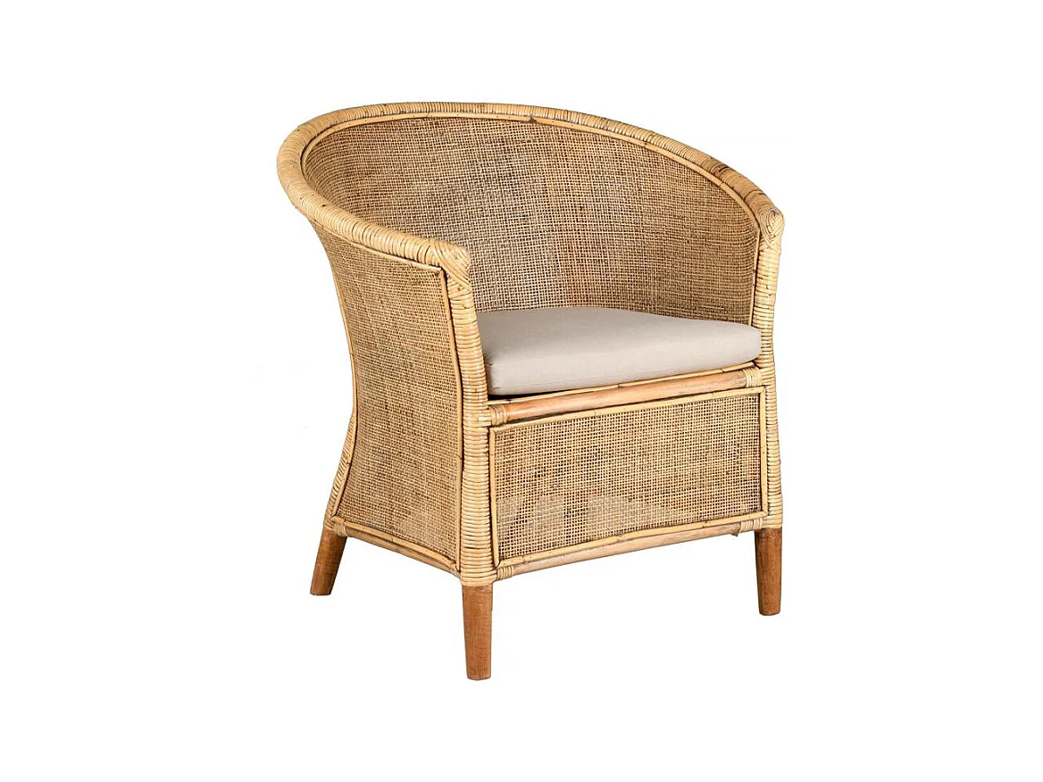 Fauteuil en poelet et cannage rotin