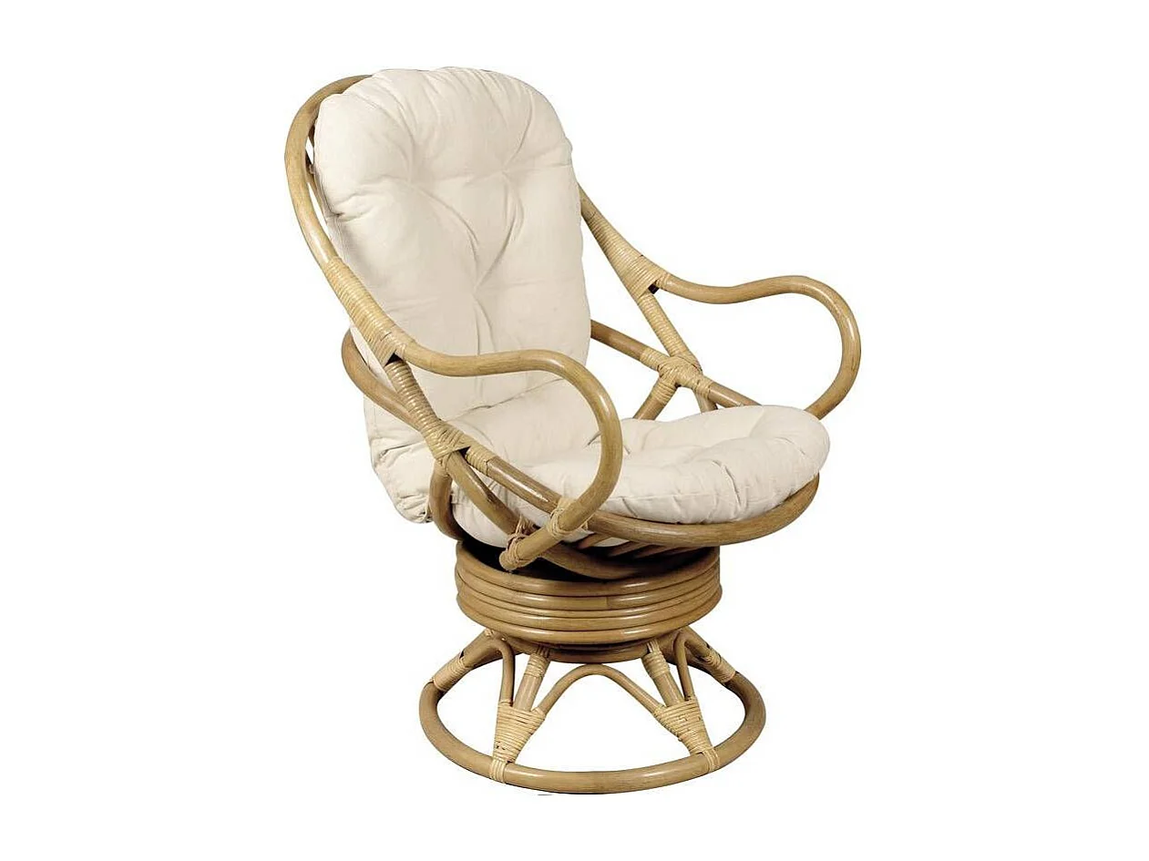 Fauteuil pivotant et basculant en rotin