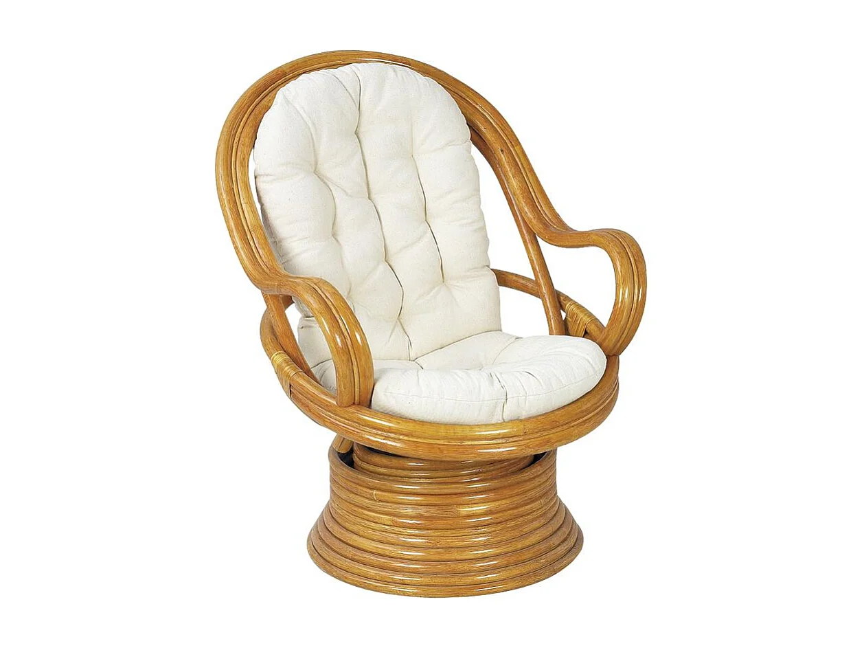 Fauteuil pivotant et basculant en rotin