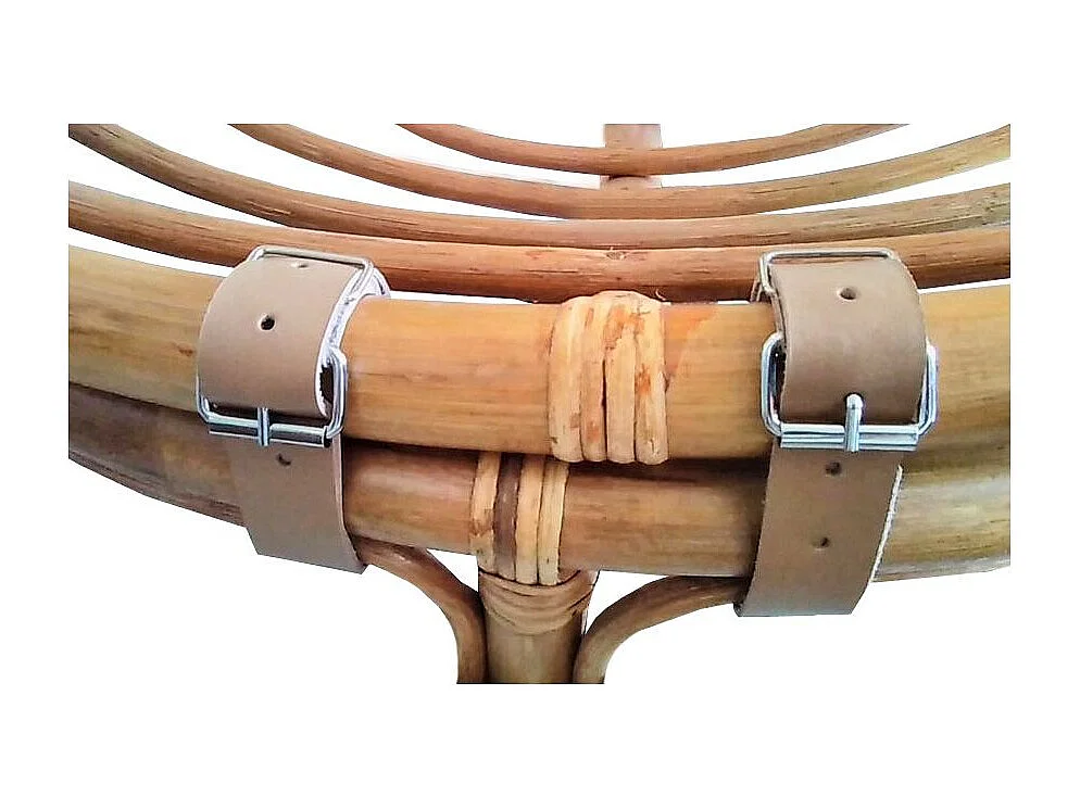 Fauteuil papasan en rotin avec coussin écru