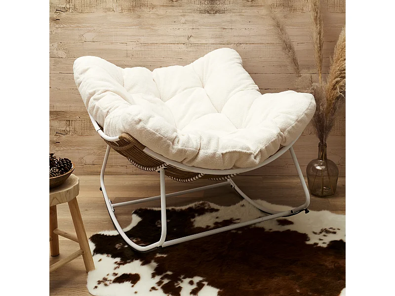 Fauteuil Bouclette Odin Blanc, Marron