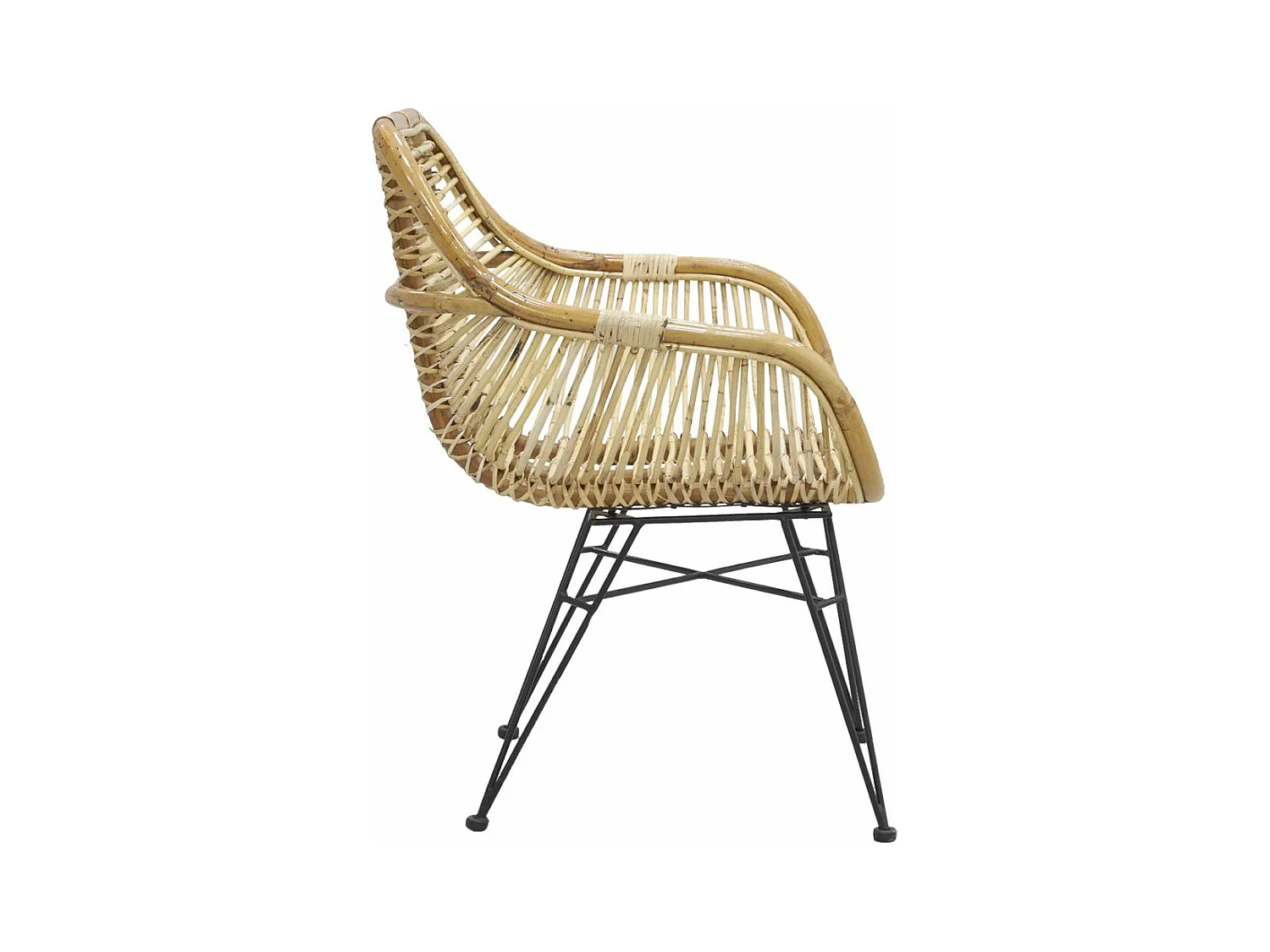 Fauteuil en rotin brut pieds métal Tanete