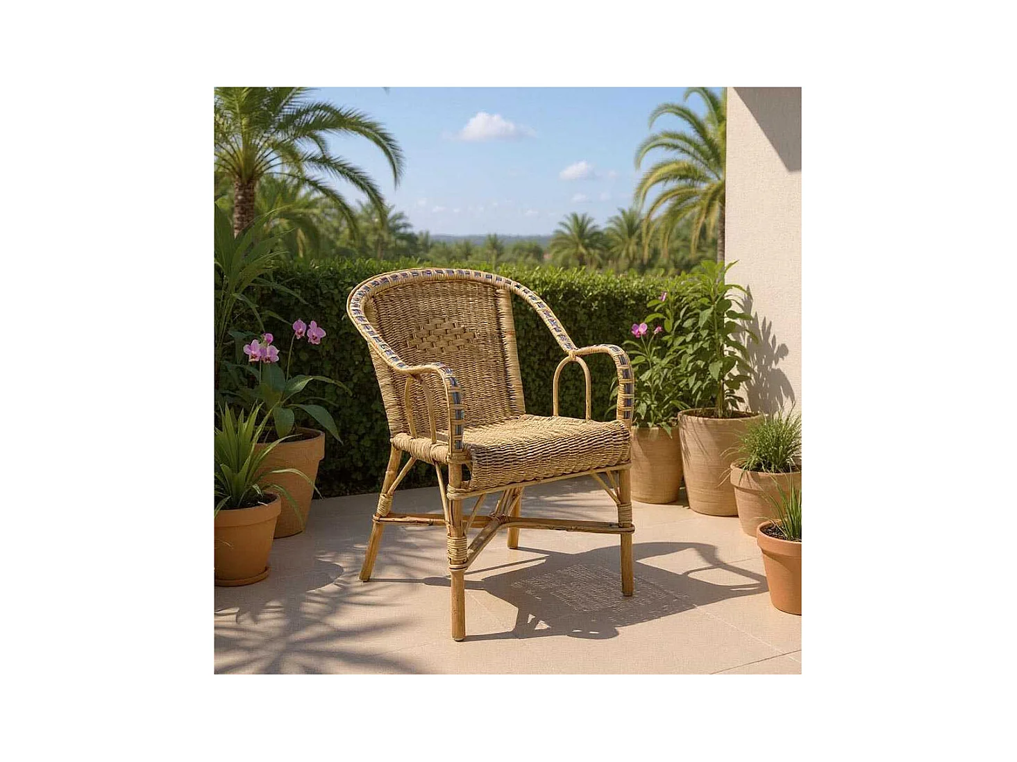 Fauteuil en manau et rotin Victor