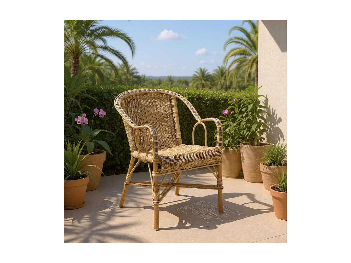 Fauteuil en manau et rotin Victor