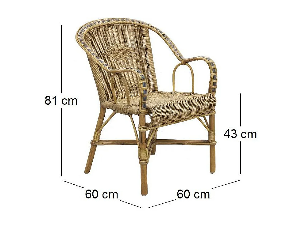 Fauteuil en manau et rotin Victor