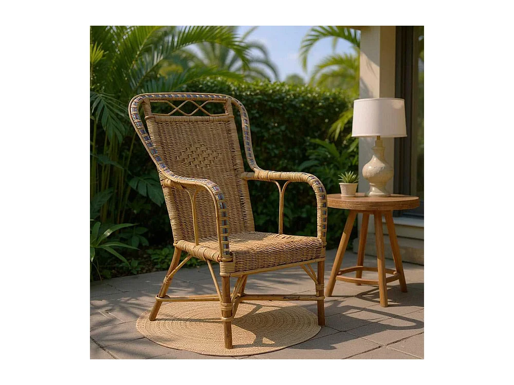 Fauteuil haut en manau et rotin Medan