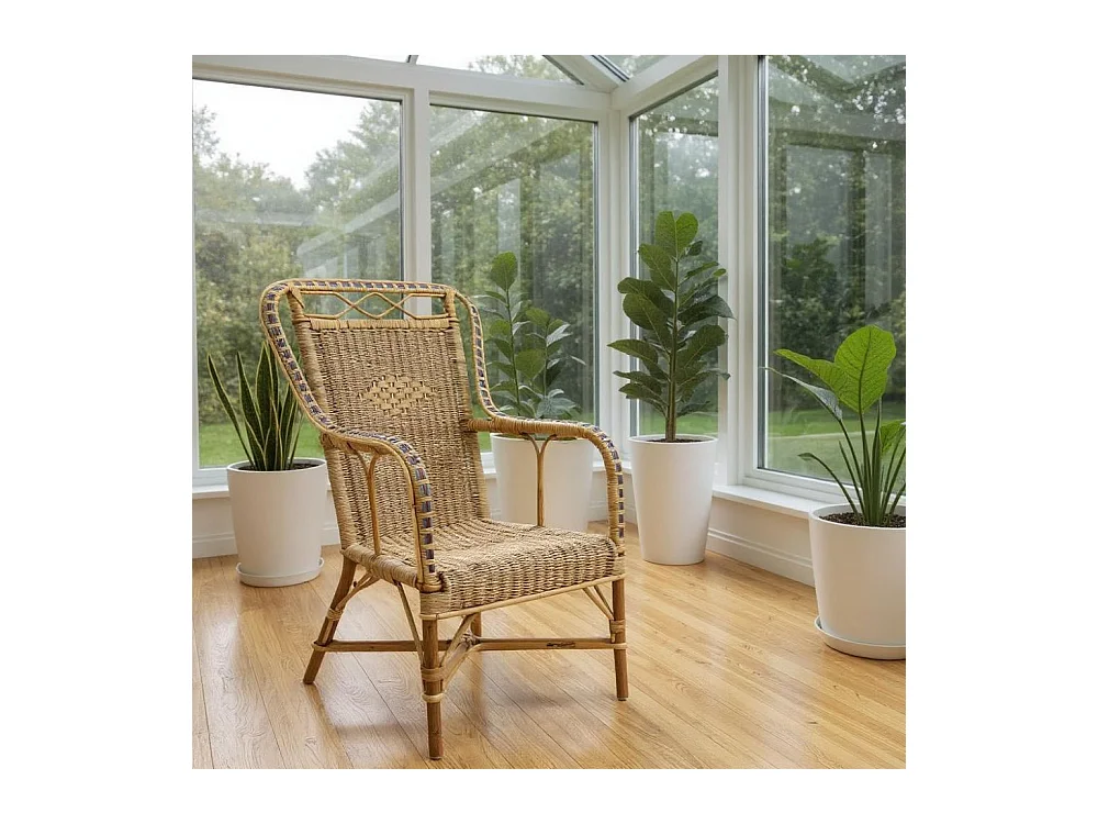 Fauteuil haut en manau et rotin Medan