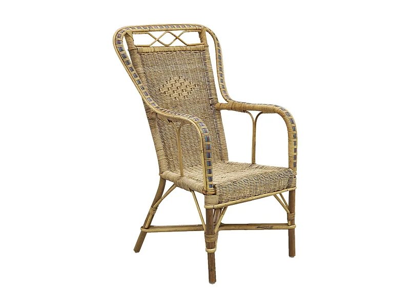 Fauteuil haut en manau et rotin Medan