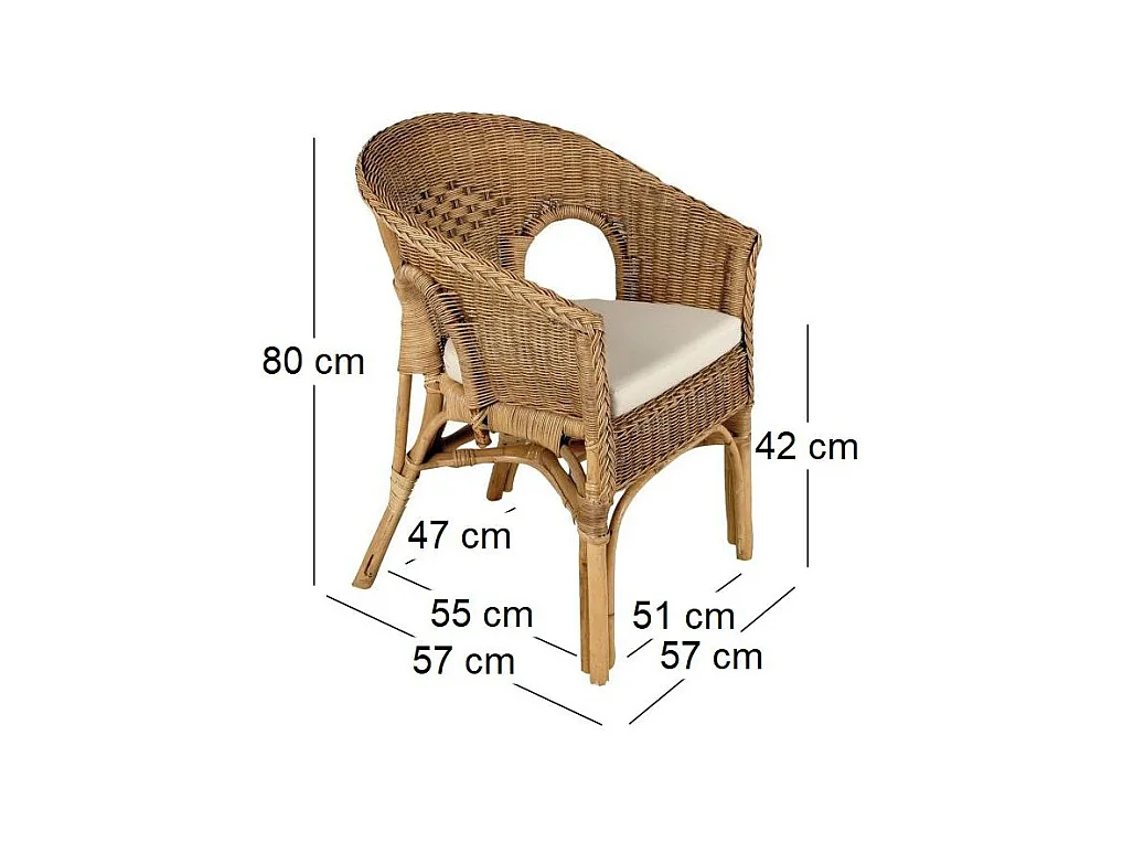 Fauteuil avec coussin en moelle de rotin Galep Avec coussin