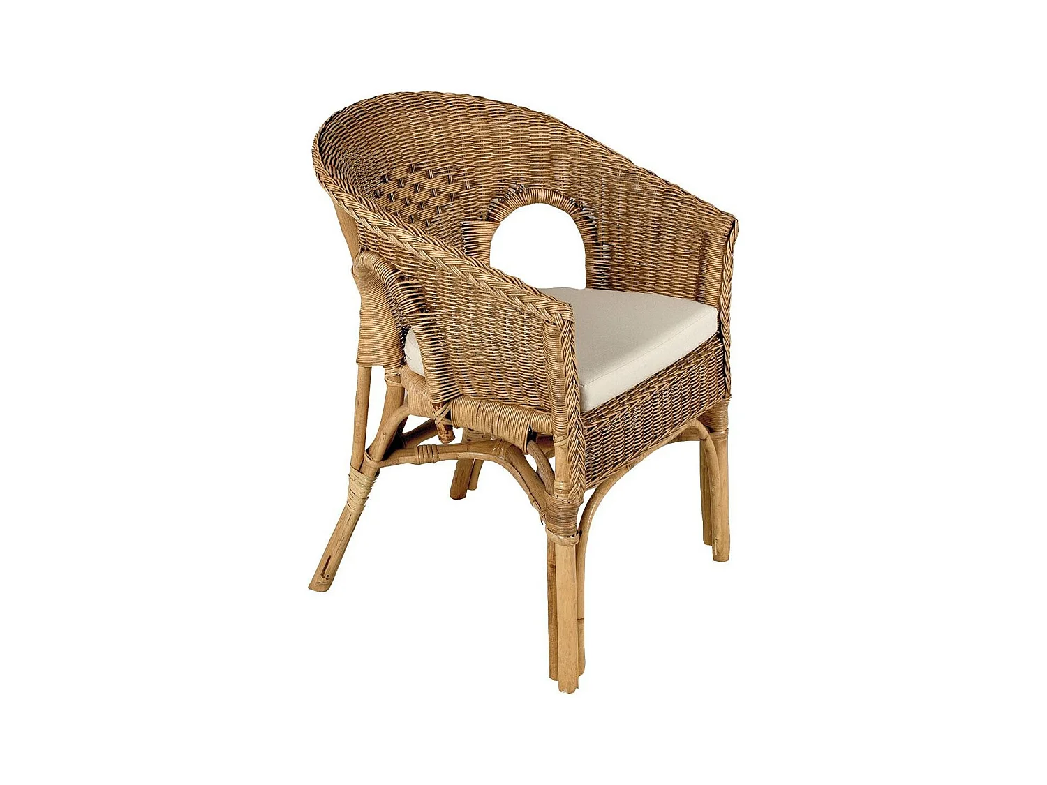 Fauteuil avec coussin en moelle de rotin Galep Avec coussin