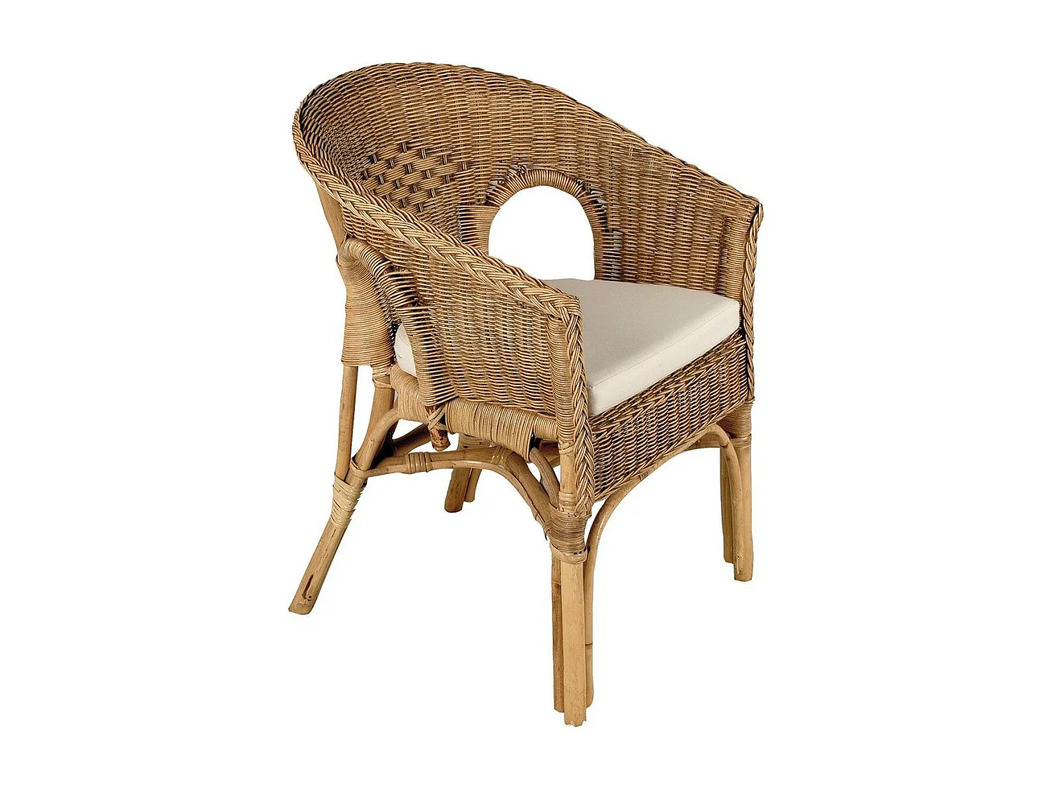 Fauteuil avec coussin en moelle de rotin Galep Avec coussin