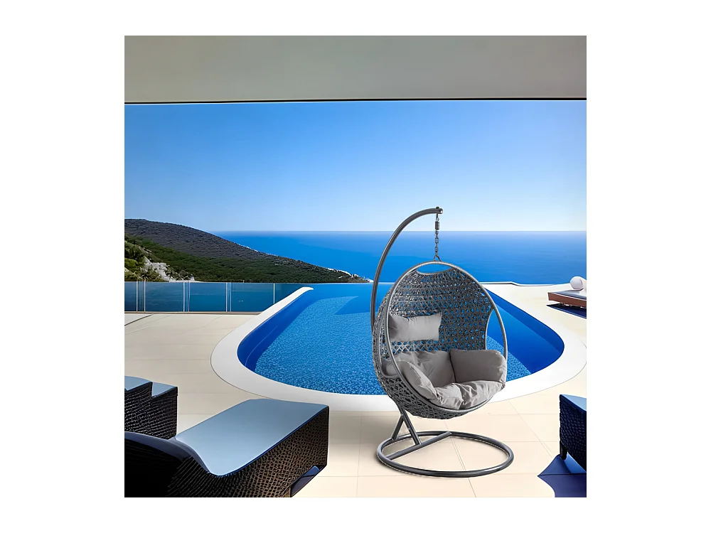 Fauteuil oeuf en polyrésine sur pied Camélia