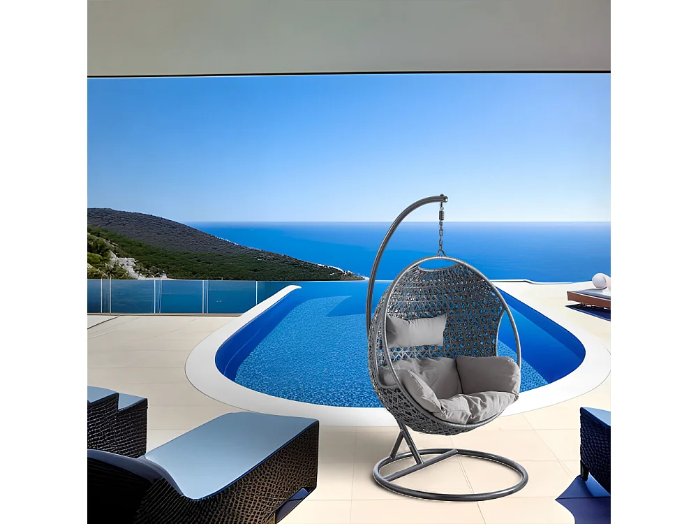 Fauteuil oeuf en polyrésine sur pied Camélia