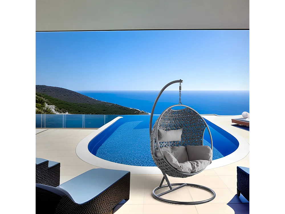 Fauteuil oeuf en polyrésine sur pied Camélia