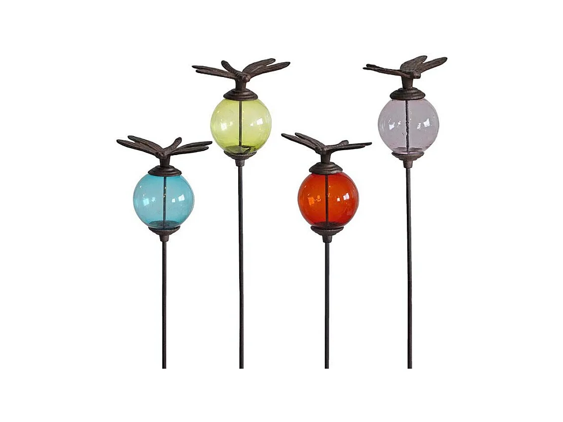 Juego de 4 estacas con bolas de colores Libélulas