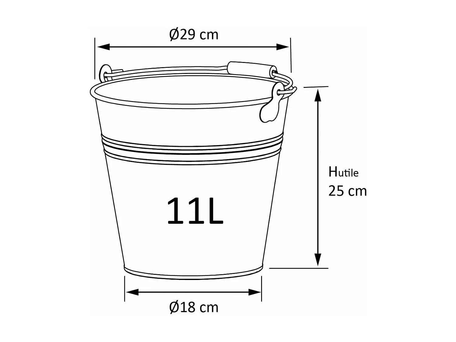 Eimer aus verzinktem Stahl 11 Liter