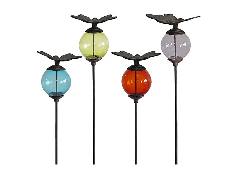 Set de 4 tuteurs boules colorées Animaux Papillons