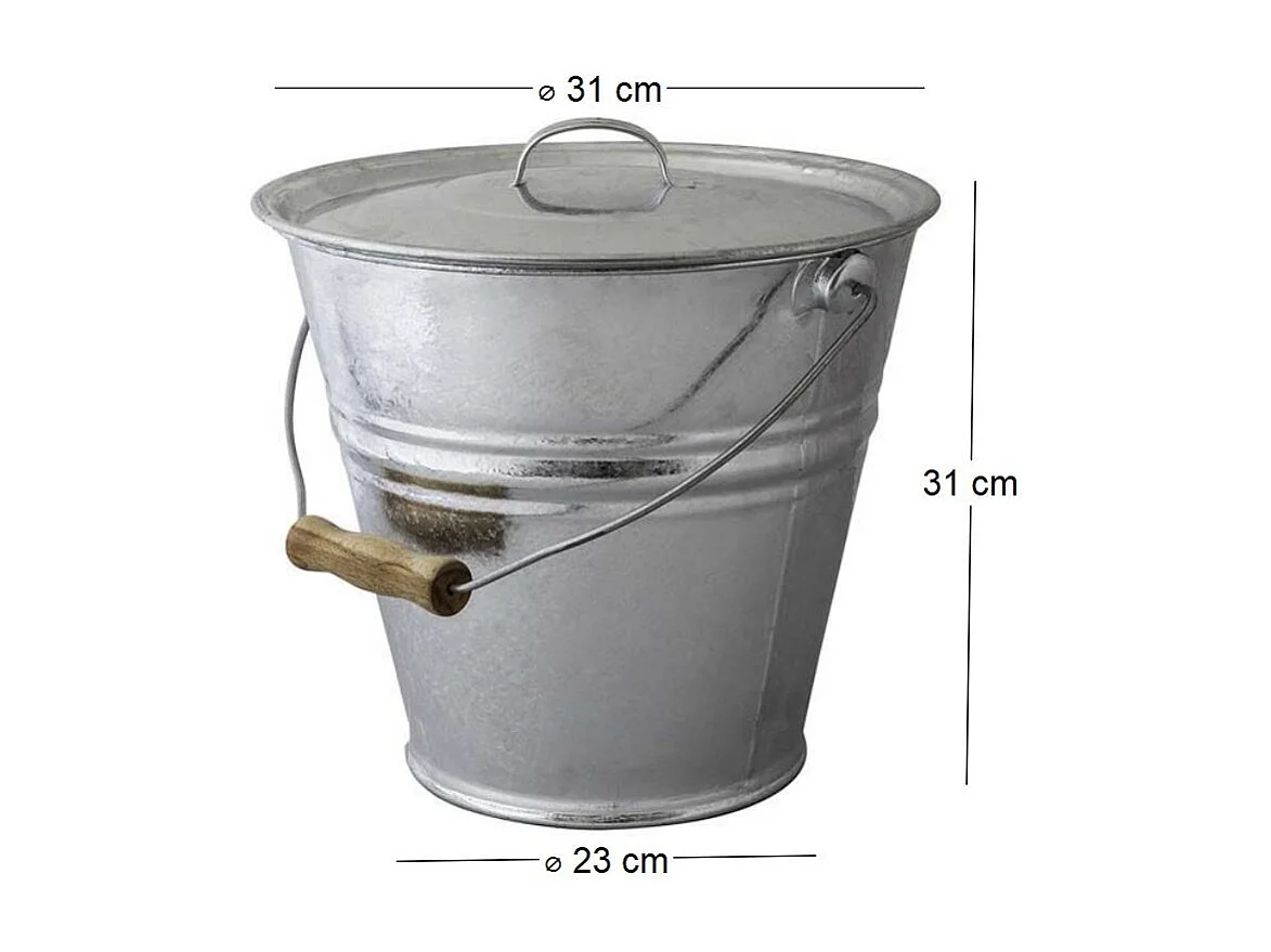 Seau cendres granulés ou compost avec couvercle 10 litres