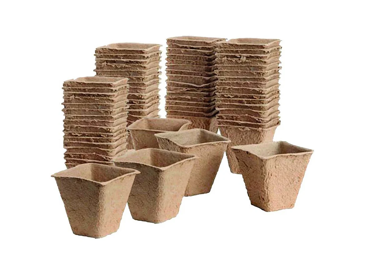 Pots de plantation bio sans tourbe 80 pots - 6 cm - carrés