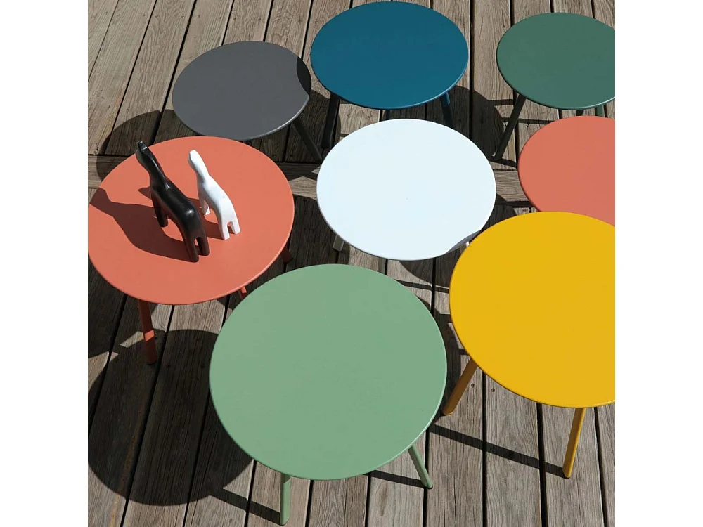 Table basse de jardin en acier Massai 40 cm Miel