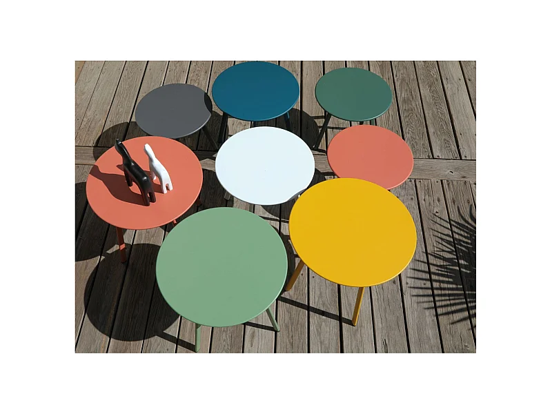 Table basse de jardin en acier Massai 45 cm Blanc