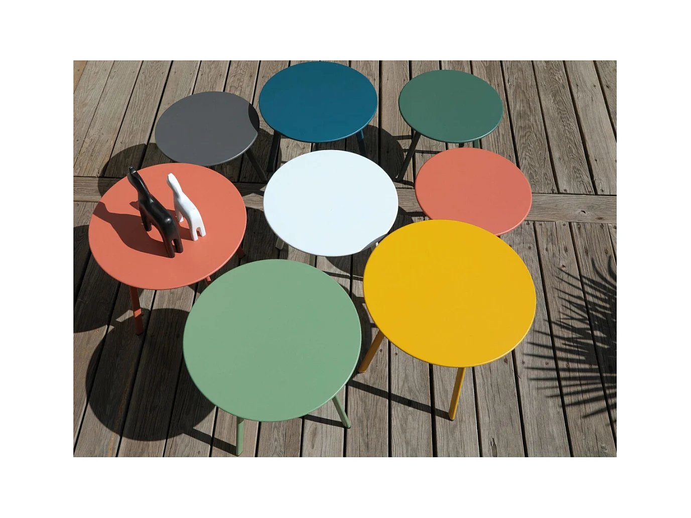 Table basse de jardin en acier Massai 45 cm Blanc