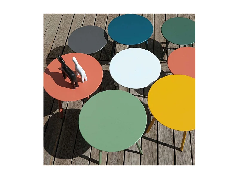 Table basse de jardin en acier Massai 40 cm Blanc