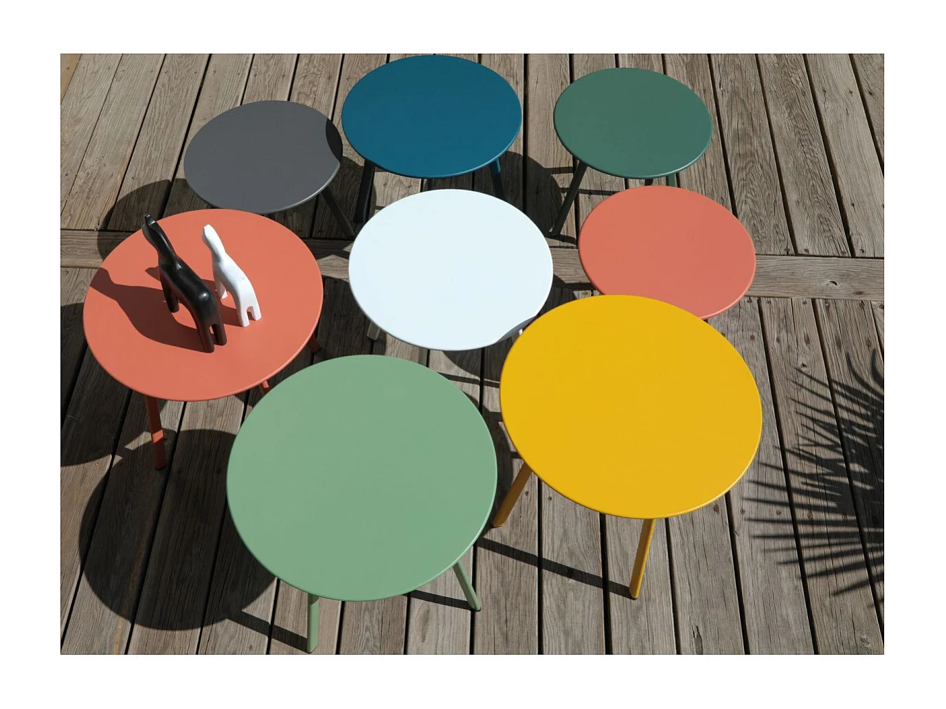 Table basse de jardin en acier Massai 50 cm Blanc