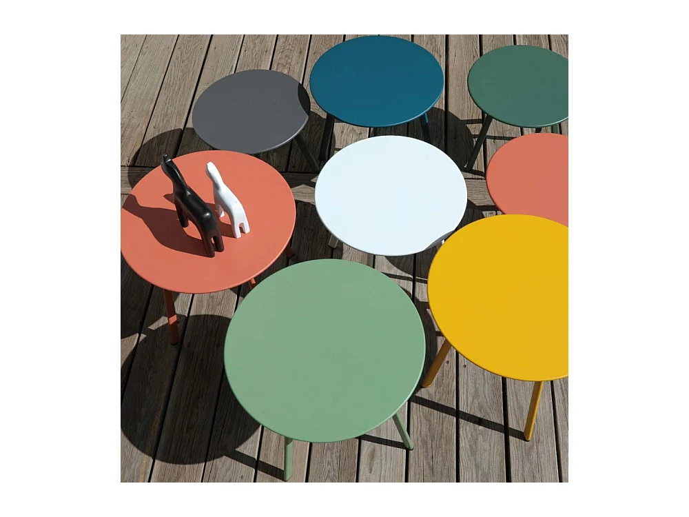 Table basse de jardin en acier Massai 40 cm Bleu