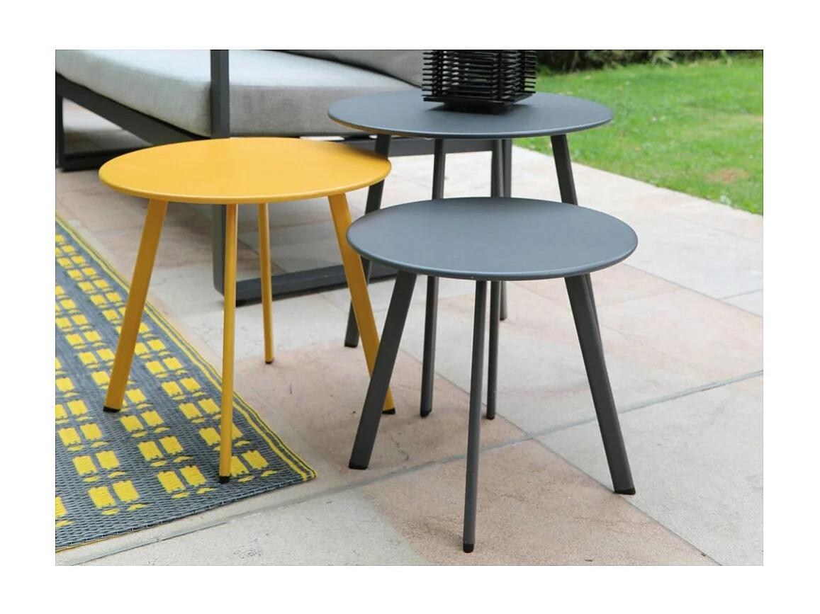 Table basse de jardin en acier Massai 50 cm Graphite