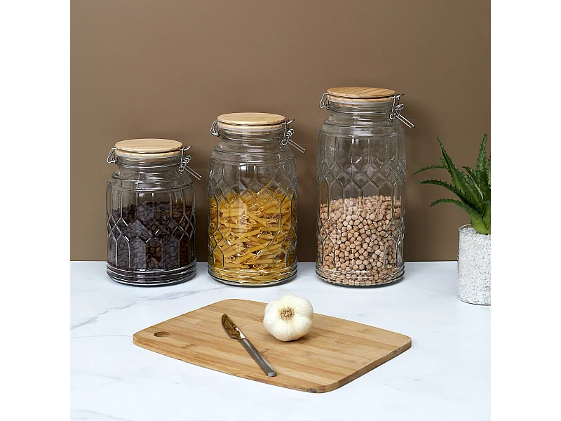 Bocal De Conservation Couvercle En Bois 1.8l Transparent, Marron