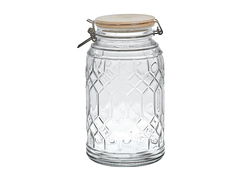 Bocal De Conservation Couvercle En Bois 2.3l Transparent, Marron