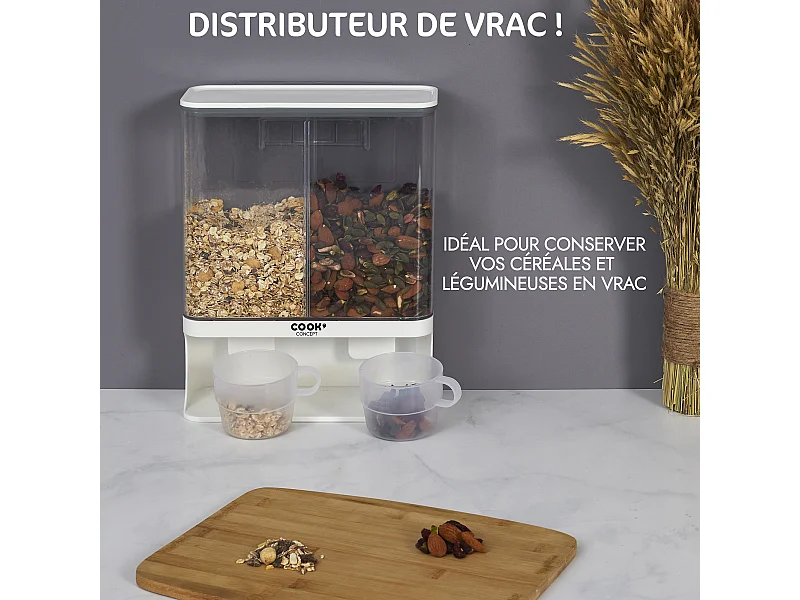 Distributeur 2 Compartiments 3l Avec Recipient Blanc, Gris
