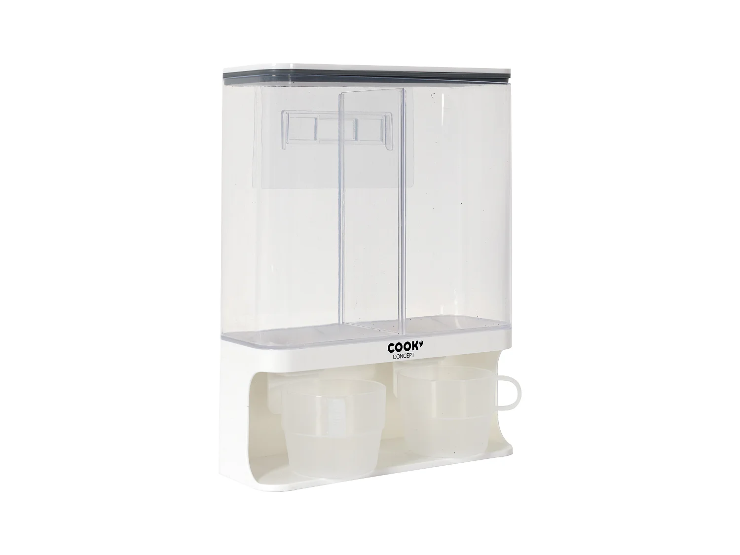 Distributeur 2 Compartiments 3l Avec Recipient Blanc, Gris