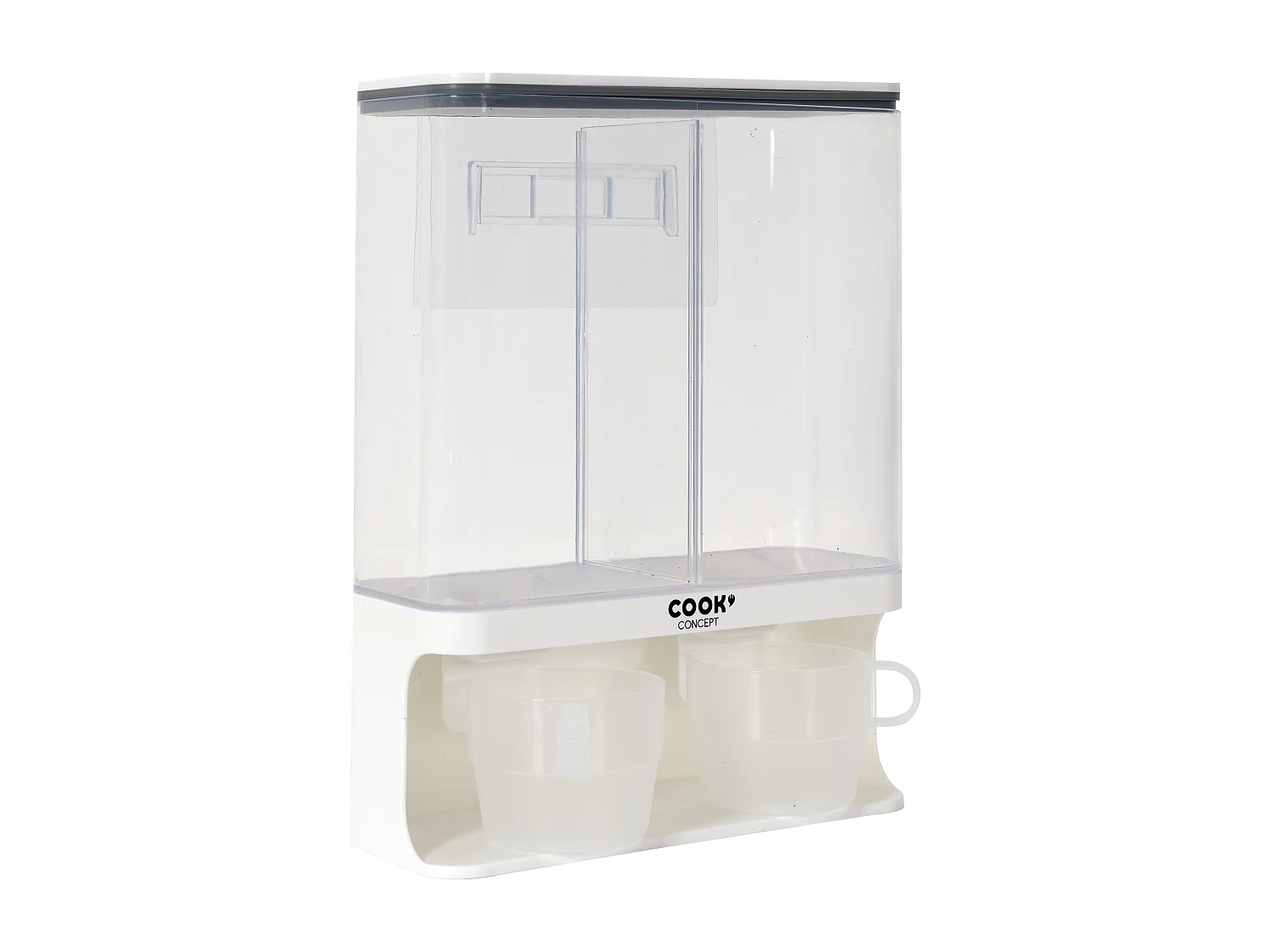 Distributeur 2 Compartiments 3l Avec Recipient Blanc, Gris