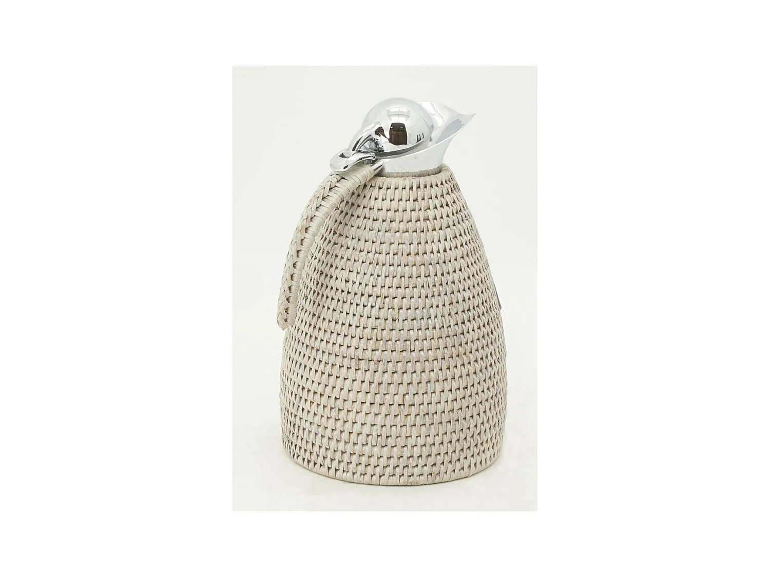 Thermos en acier inoxydable et rotin