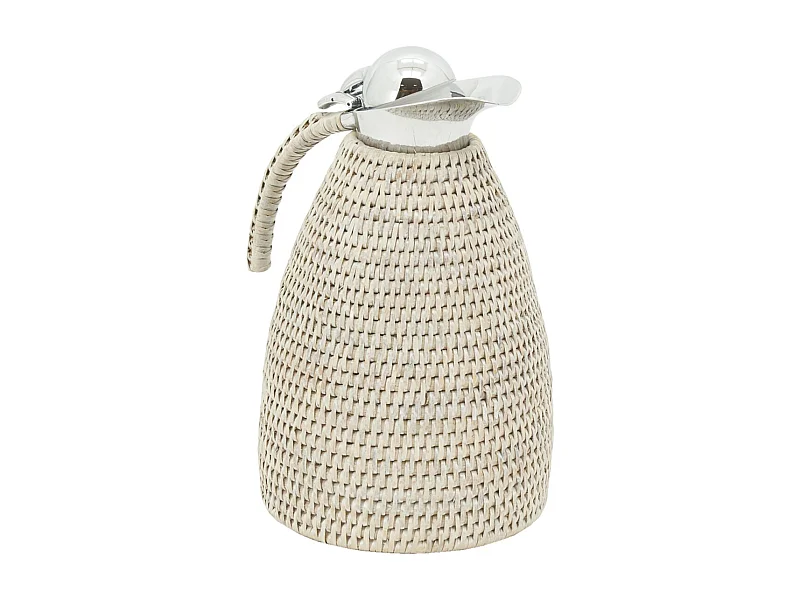 Thermos en acier inoxydable et rotin