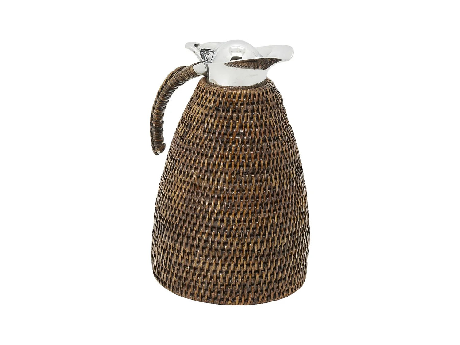 Thermos en acier inoxydable et rotin