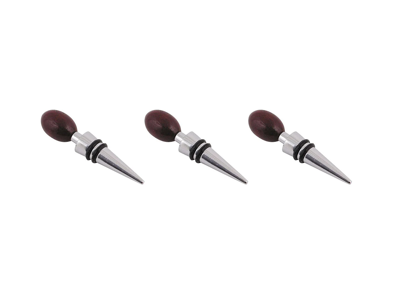 Bouchon à vin 10cm en acier et bois (Lot de 3)