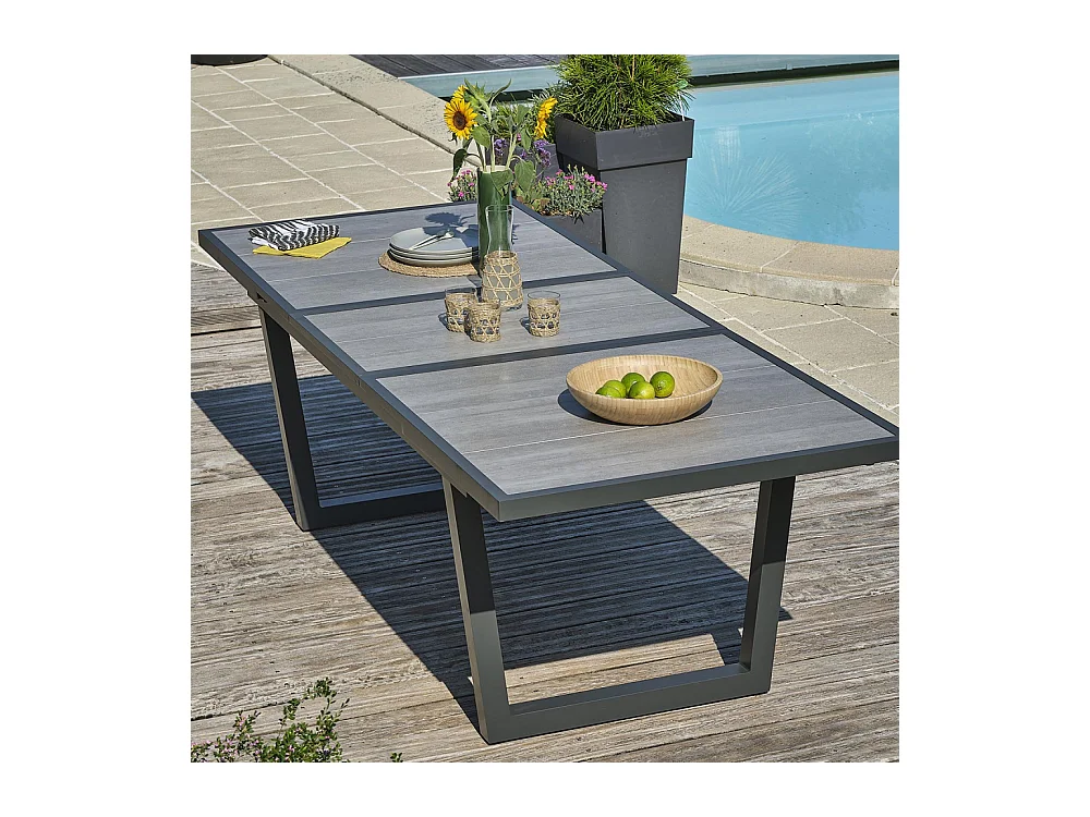 Table de jardin Extensible en Céramique "Olhos" 191-251cm Gris Anthracite
